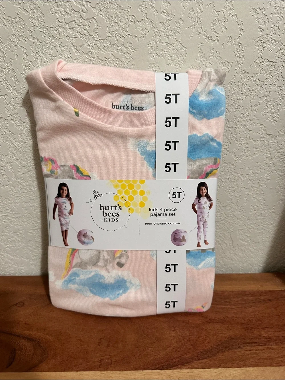 Burt's Bees Pink Kids Tea Party Pajama 4-Piece Set NWT